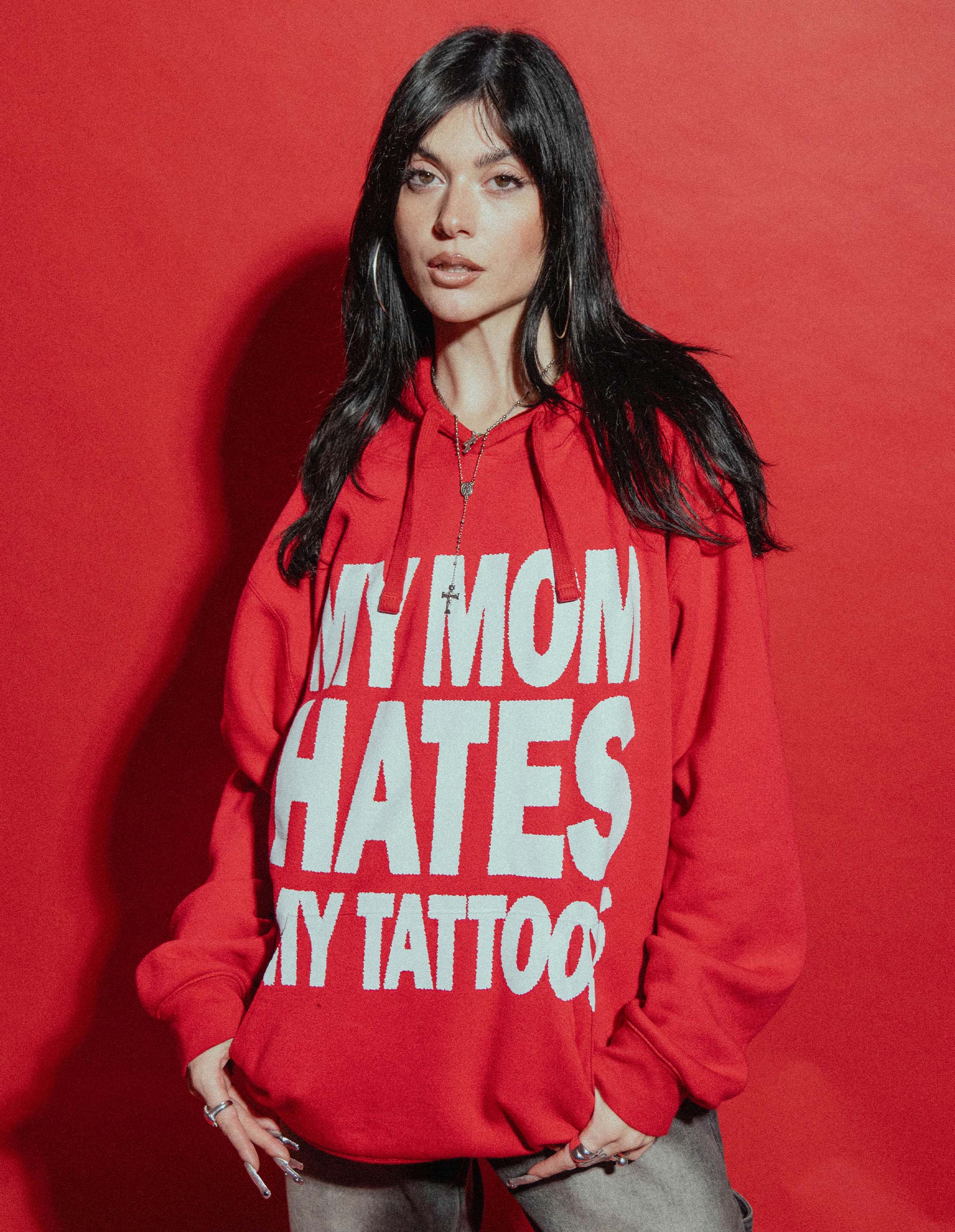 My Mom Hates My Tattoos Hoodie Red